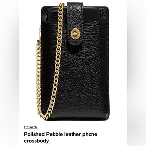 NWT COACH POLISHED PEBBLE LEATHER PHONE CROSSBODY